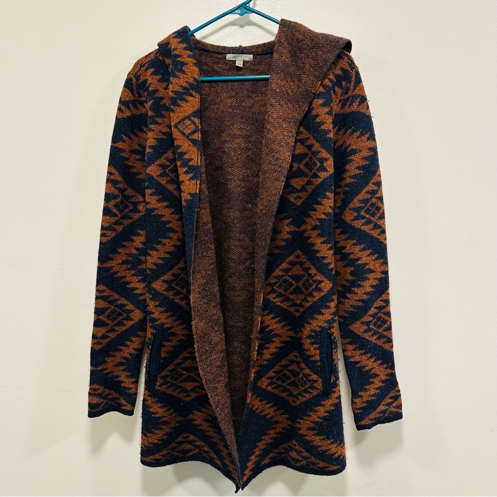 Toad&Co merino wool Hooded Aztec Knit Cardigan size medium!
